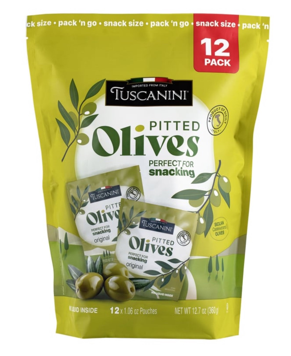 Tuscanini Pitted Olives, Original 12-Pouches 1.06 oz each 12.7 oz Total EXP 1/28