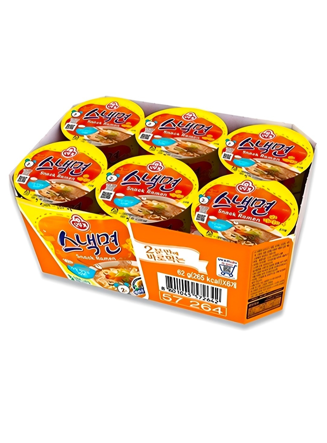 Ottogi Snack Ramyun Cup 62g x 6ea – Mild & Savory Korean Instant Ramen