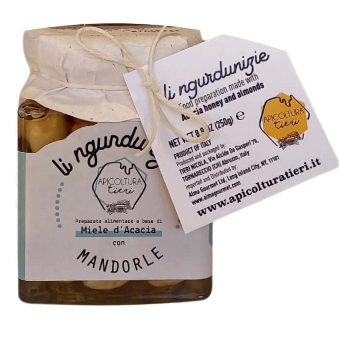 Italian Acacia Honey with Whole Almonds – 8.8oz (250g) Gourmet Spread