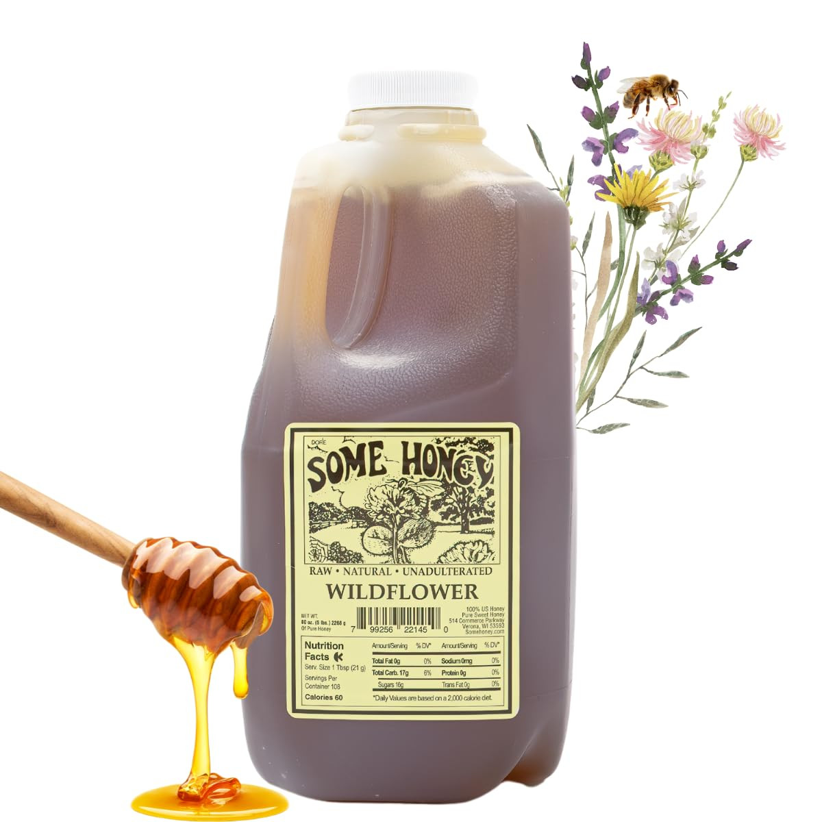 Raw & Unfiltered Wildflower Honey – 100% Pure U.S. Honey – USDA