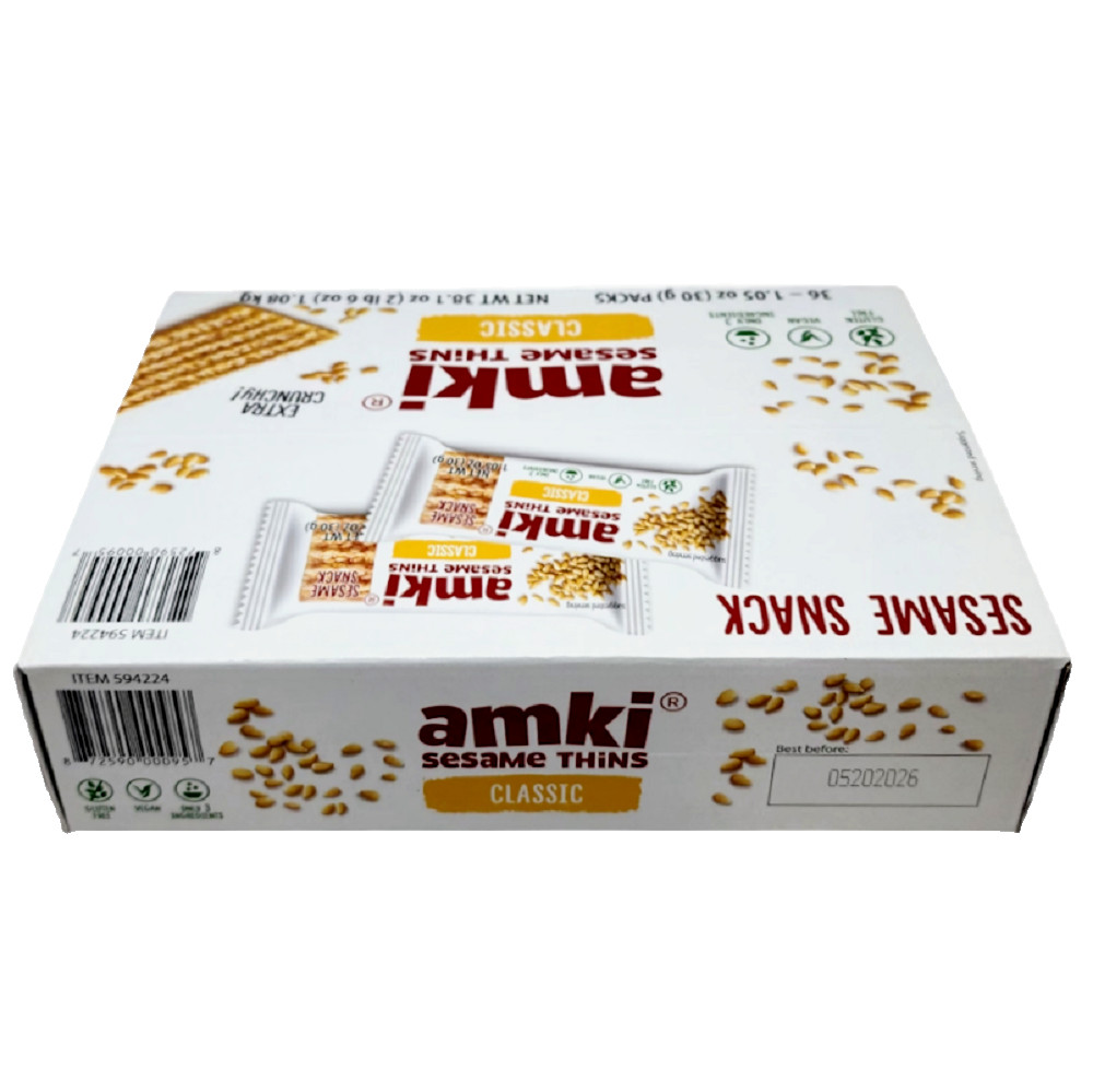 Amki Sesame Thins Classic, 36 x 1.05oz (30g) Packs-Free Shipping-Expiration 2026