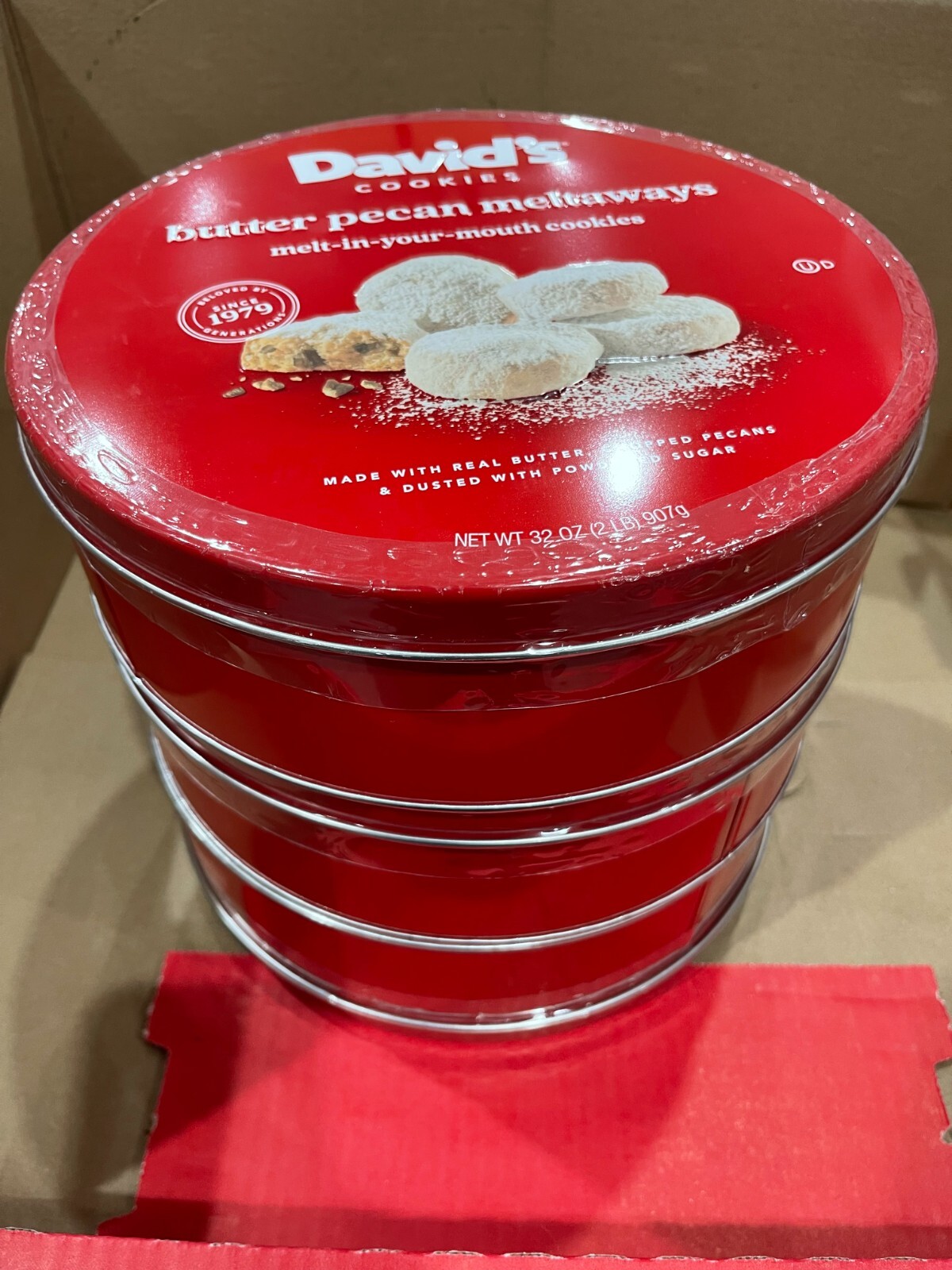 3 x David’s Cookies Butter Pecan Meltaways 32 oz Exquisite Gourmet All-Natural..