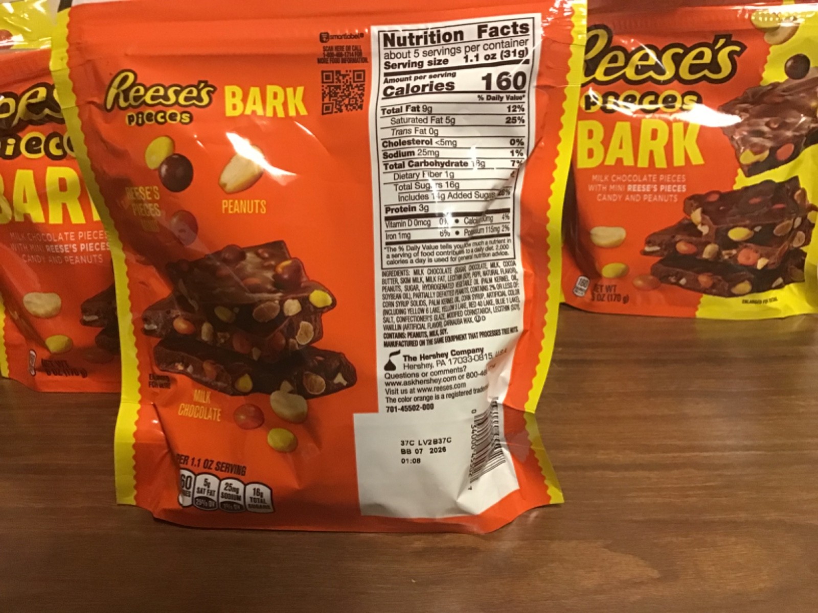 Six Awesome Bags Of 6 OZ Reeses Pieces Bark Chocolate Candy Exp 07/26