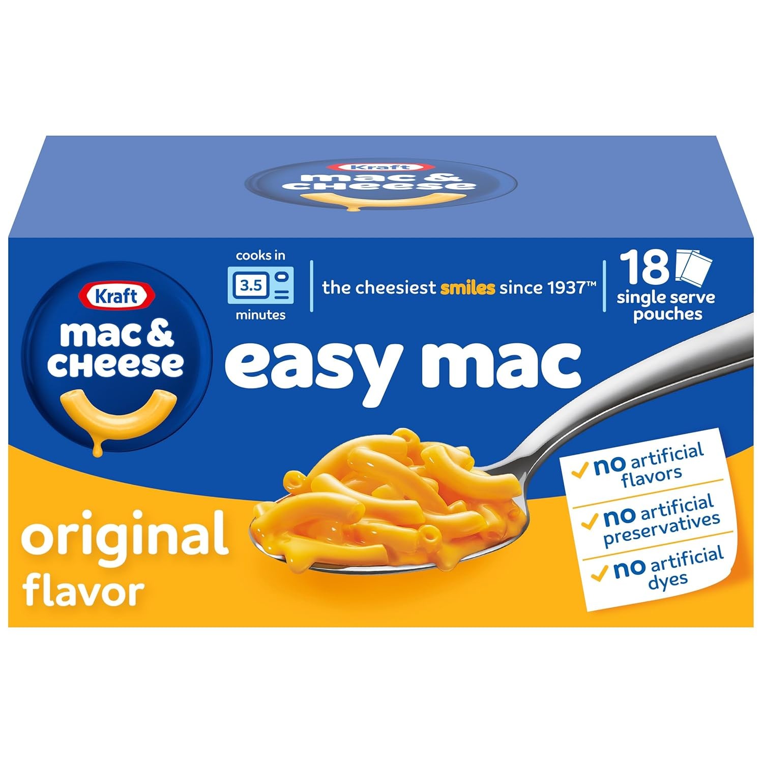 Kraft Easy Mac Original Mac & Cheese Macaroni and Cheese Dinner, 18 ct Packets