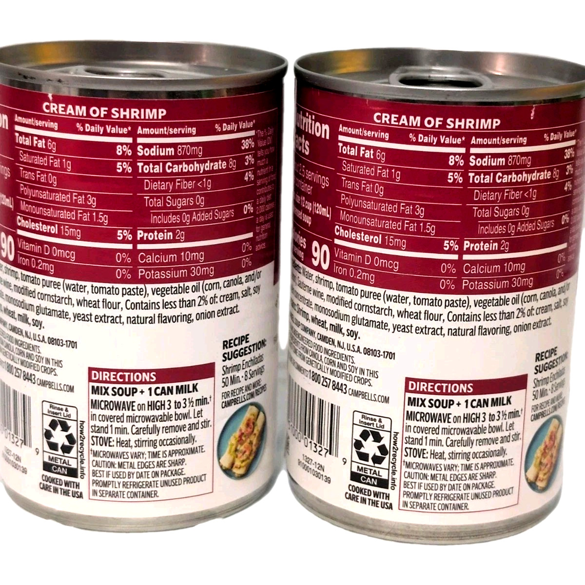 Campbell’s Cream of Shrimp Soup 10.5 oz ea 2 cans Exp. 3/27