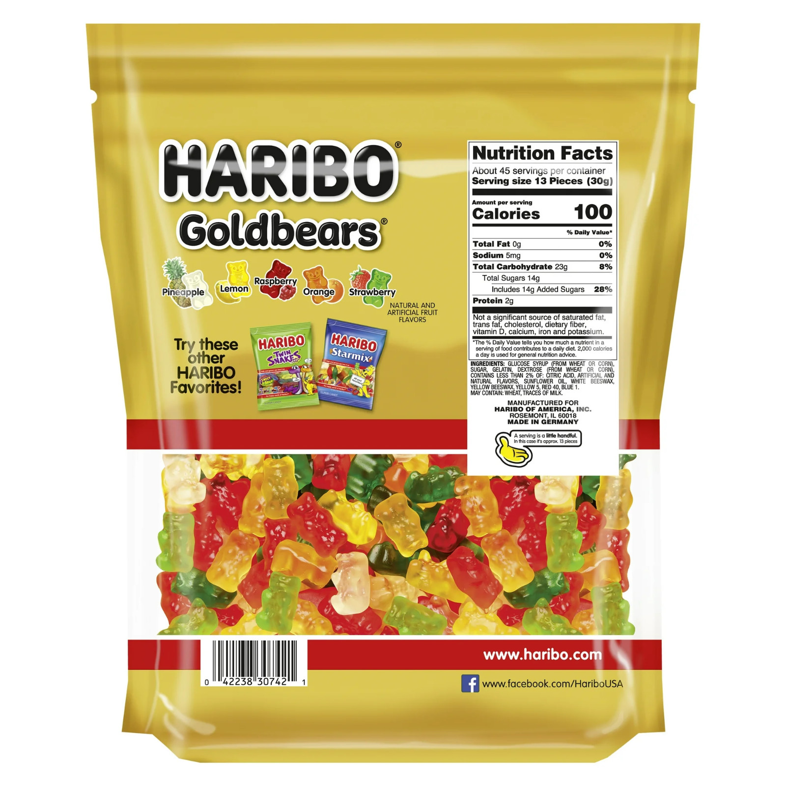 HARIBO Goldbears Original Gummy Bears XL Bag, 3 lb