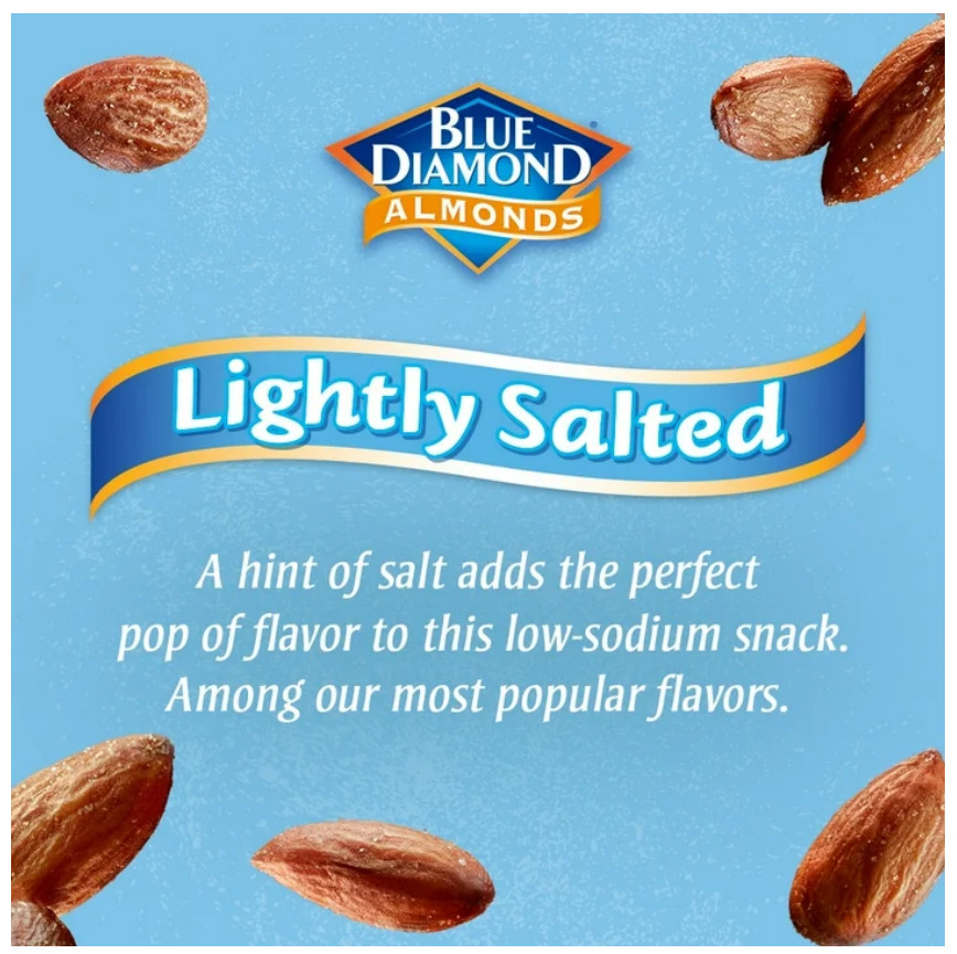 Blue Diamond Almonds, Lightly Salted Snack Almonds perfect for lunches and on