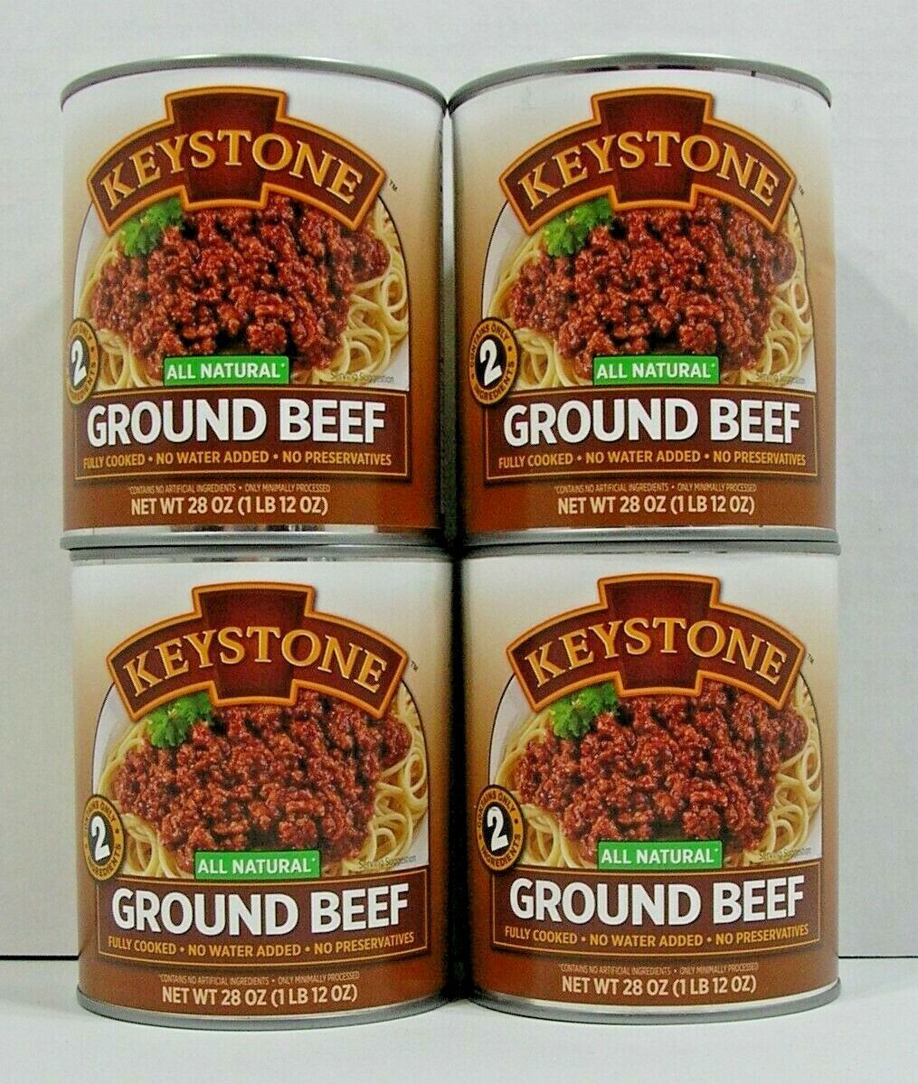 (4) KEYSTONE GROUND BEEF **ALL NATURAL – NO PRESERVATIVES – FULLY COOKED** 28 oz