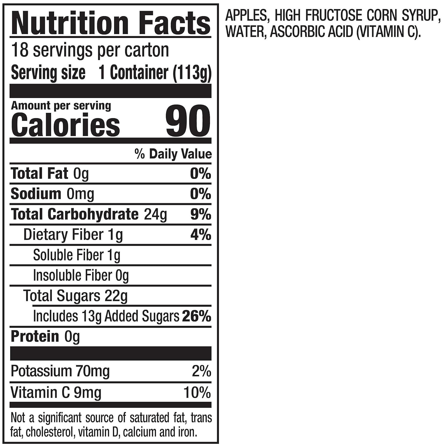 Mott’s Applesauce 4 Oz Cups 18 Count No Artificial Flavors Good Source Vitamin C