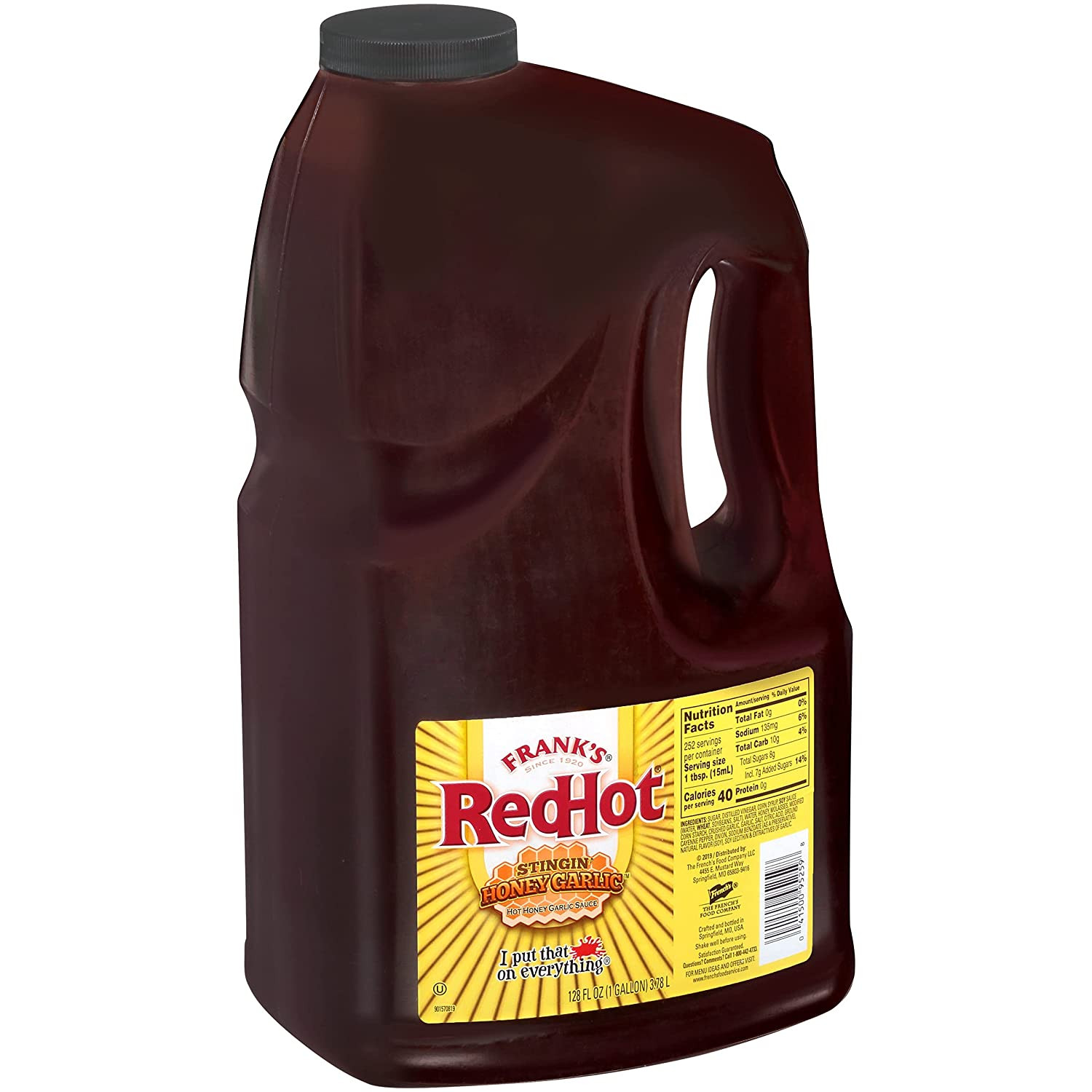 Frank’S Redhot Stingin’ Honey Garlic Sauce, 1 Gal – One Gallon Bulk Container of