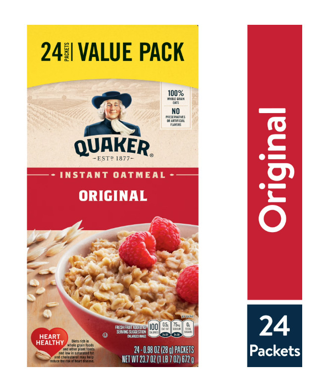 Quaker Original Instant Oatmeal, 24 Count, 0.98 oz Packets