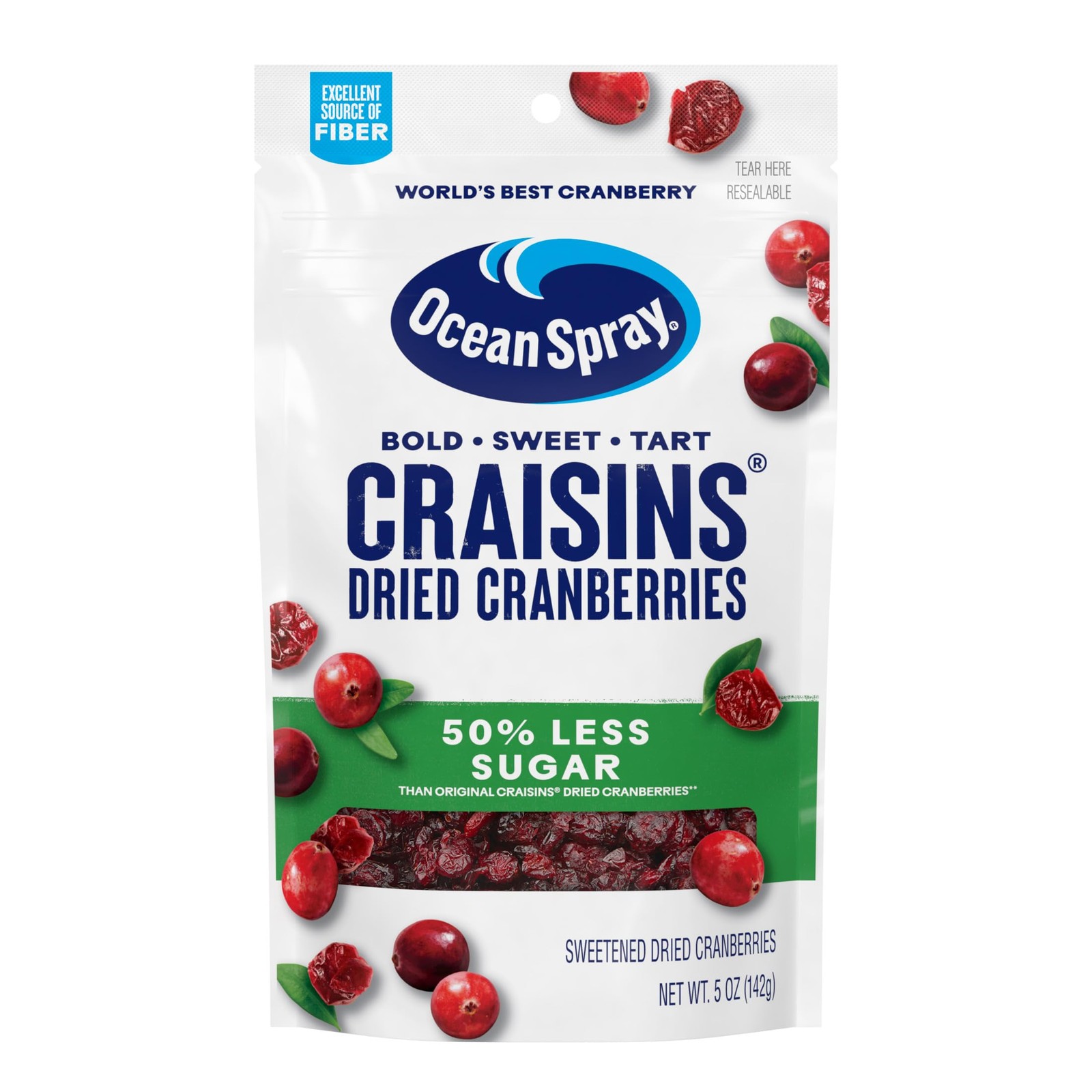 Ocean Spray® Craisins®, 50% Less Sugar Dried Cranberries, 5 oz (Pack of 1)