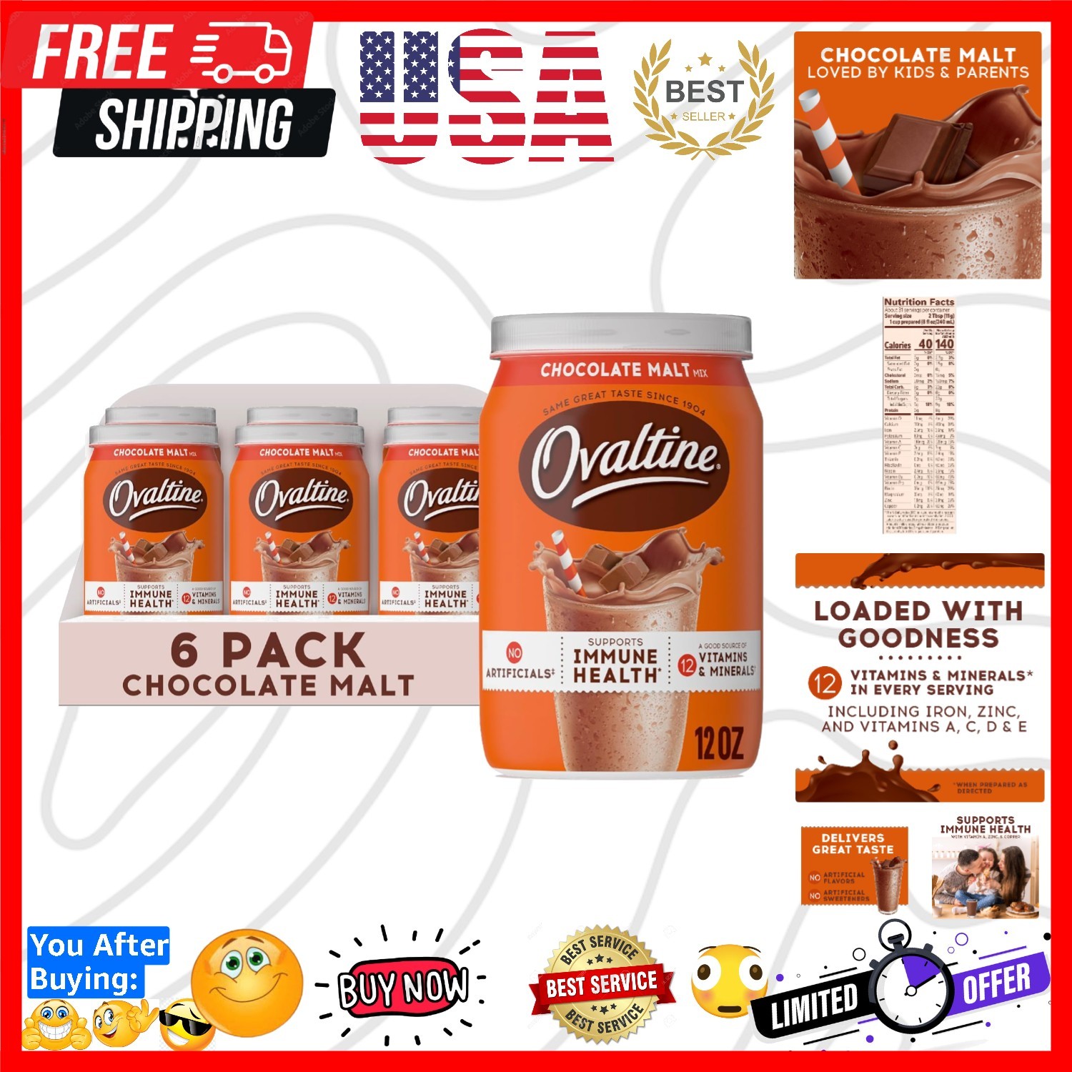 Milk Flavoring Chocolate Malt Pack of 6