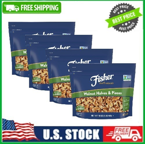 4 PACK Fisher Chef’s Naturals Gluten Free, No Preservatives, Walnut