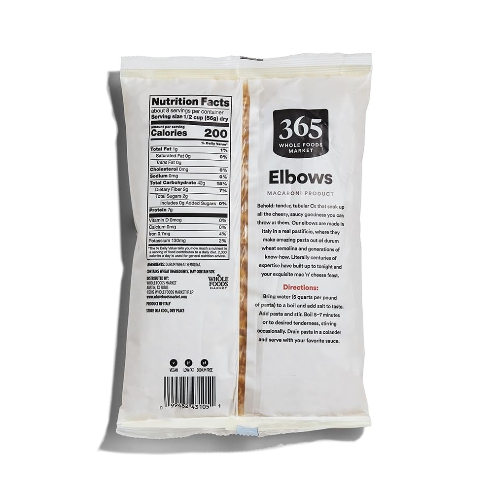 Elbow Macaroni Pasta 16oz – Enriched Durum Wheat Semolina, Dried Pasta