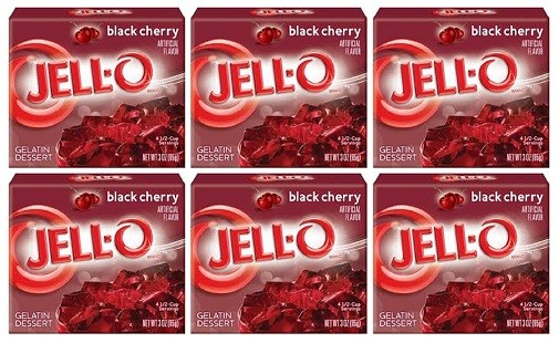 Jell-O Black Cherry Instant Jello Gelatin Mix 6 Pack