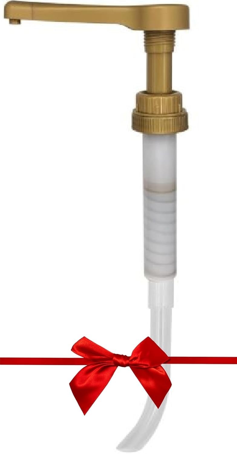 64 fl oz BPA-Free Sauce Pump for Syrups – Elegant Gold for All Your Desserts