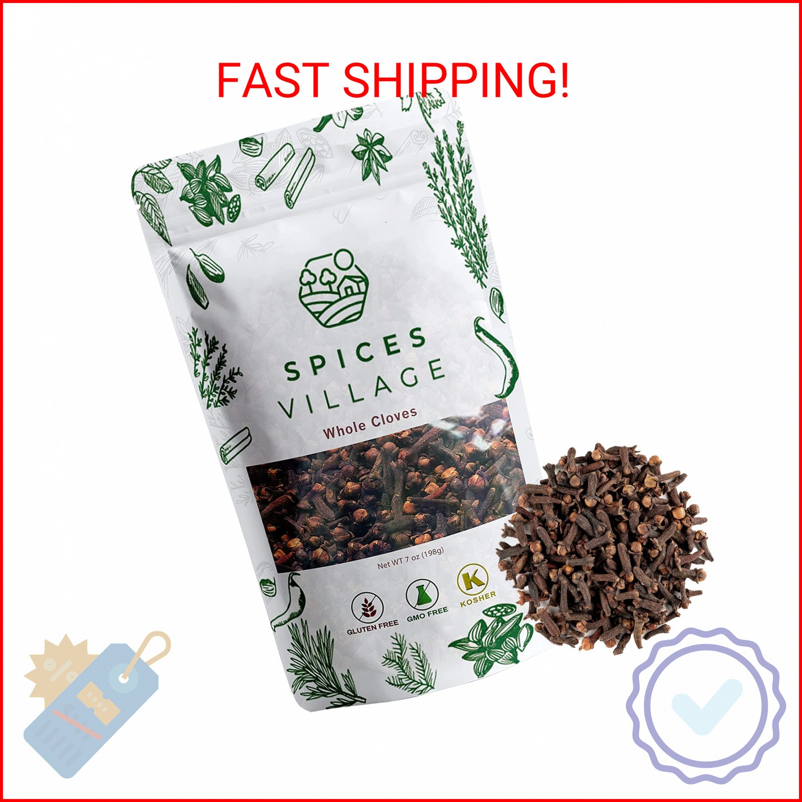 Spices Village Cloves Whole, All Natural Dried Clove Buds, Clavos de Olor 7 Ounc