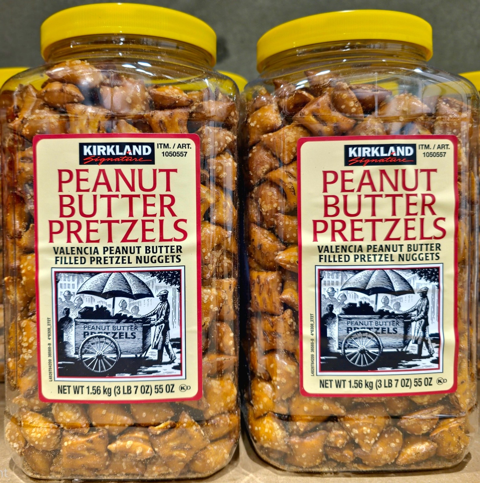 Kirkland Signature Peanut Butter Pretzels Valencia Filled Nuggets 55 oz Tub 2PK