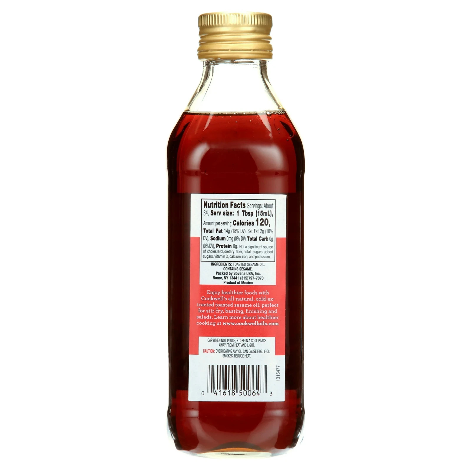 Cookwell Toasted Pure Sesame Oil, 17 oz