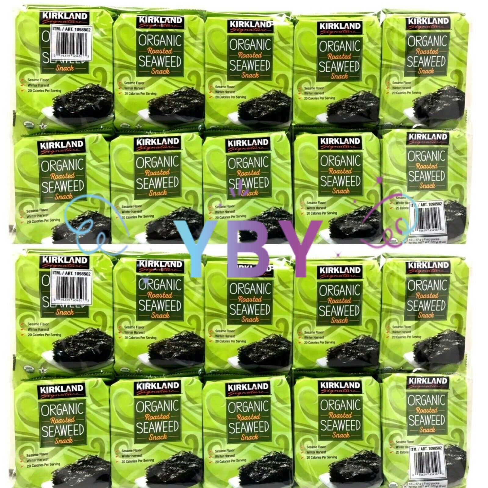 2 Packs Kirkland Signature Organic Roasted Seaweed Snack 10*0.6 OZ Each = 20 ct