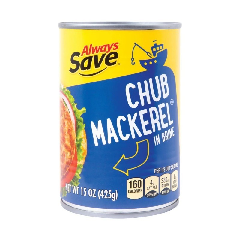 5x Always Save Chub Mackerel in Brine Canned Seafood Fish Pantry Bundle New 15oz