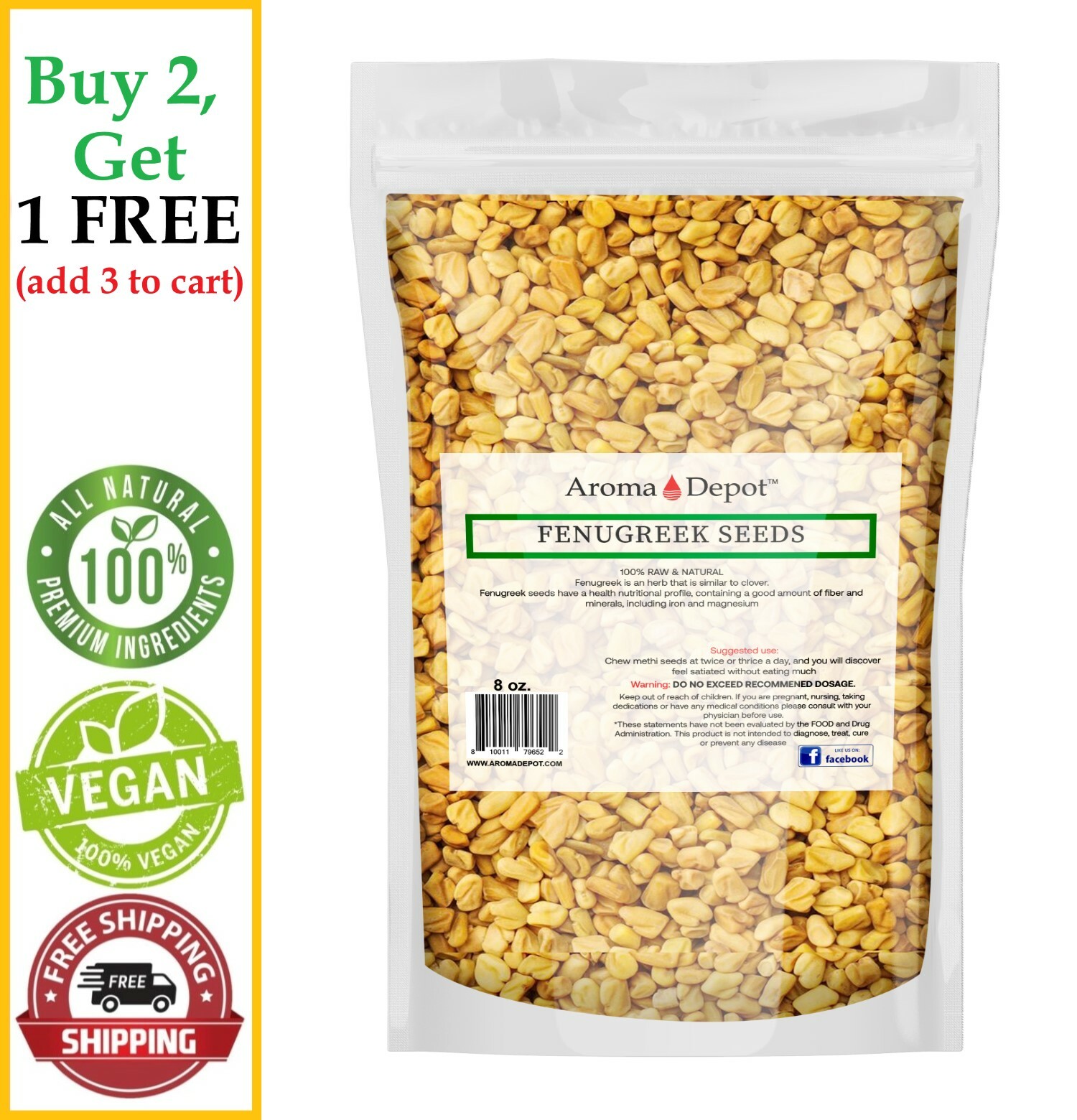 8oz. Fenugreek Seeds Trigonella foenum-graecum (Methi) Seed 100% Raw Bulk Lot
