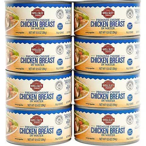 Wellsley Farms White Premium Chunk Chicken Breast in Water 12.5 Ounce 8 Count