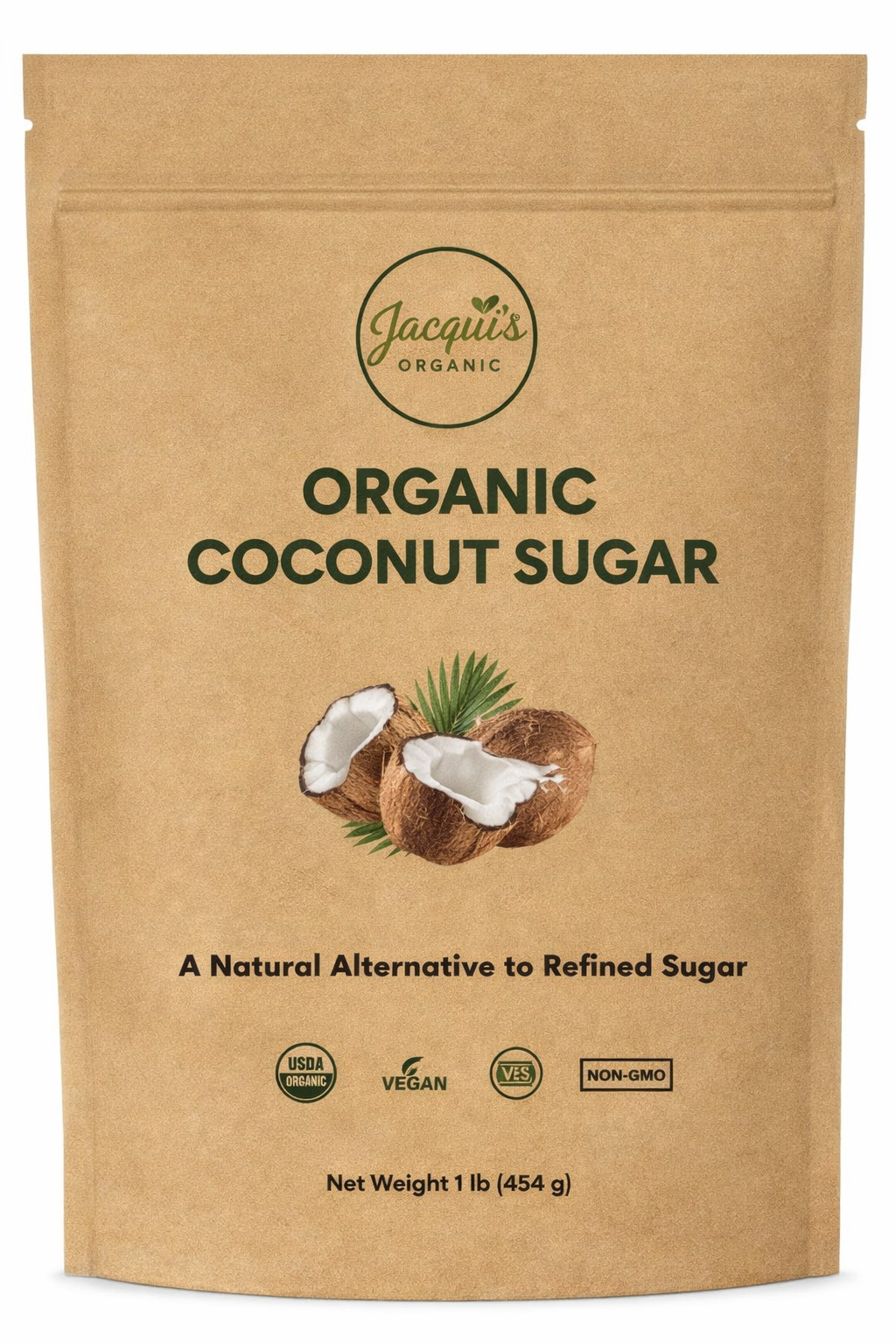 Organic Coconut Sugar 1 lb (454g) Natural Unrefined Sweetener Non-GMO | Jacqui’s