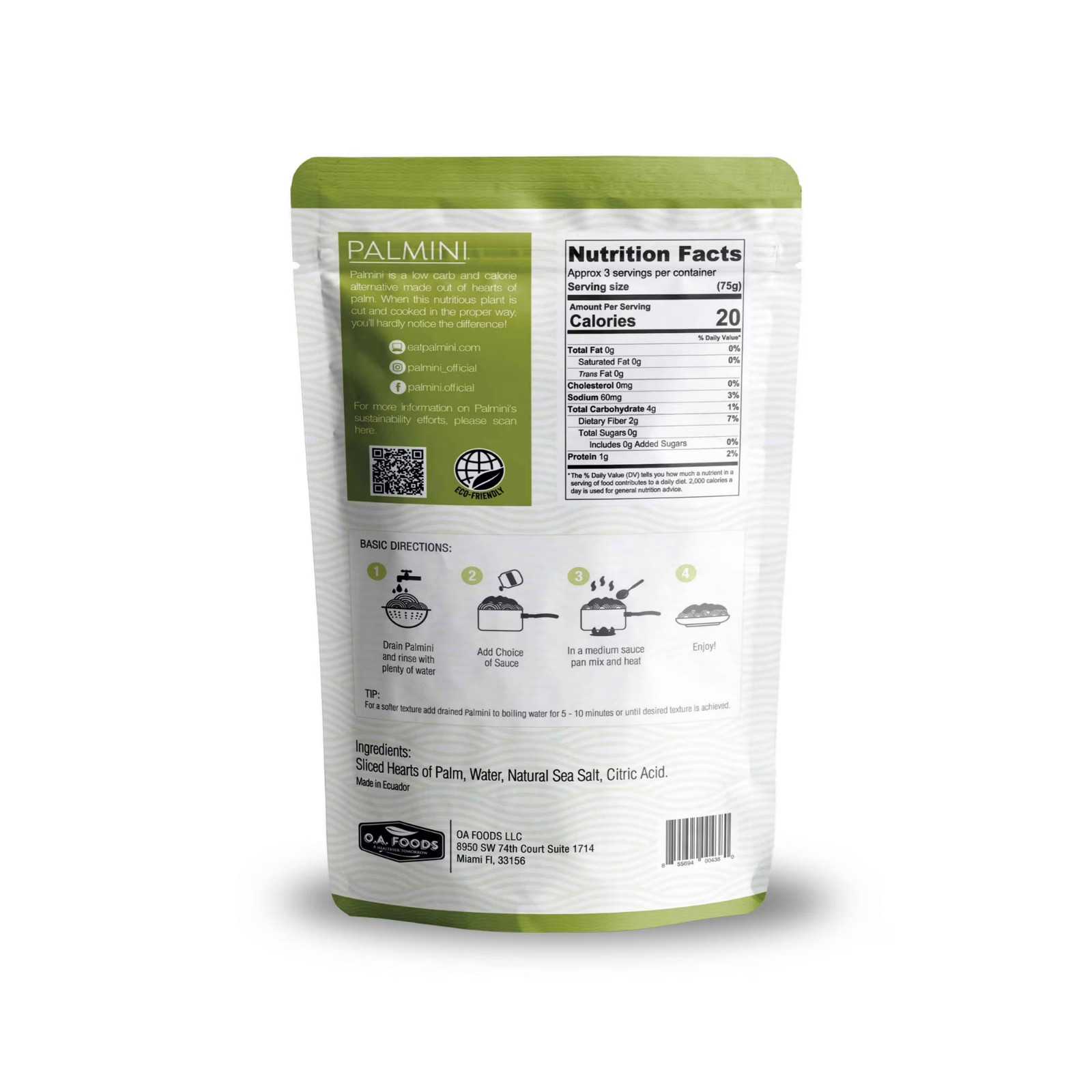 Palmini Hearts of Palm Linguine 12oz Low Carb Vegan Gluten Free Pasta
