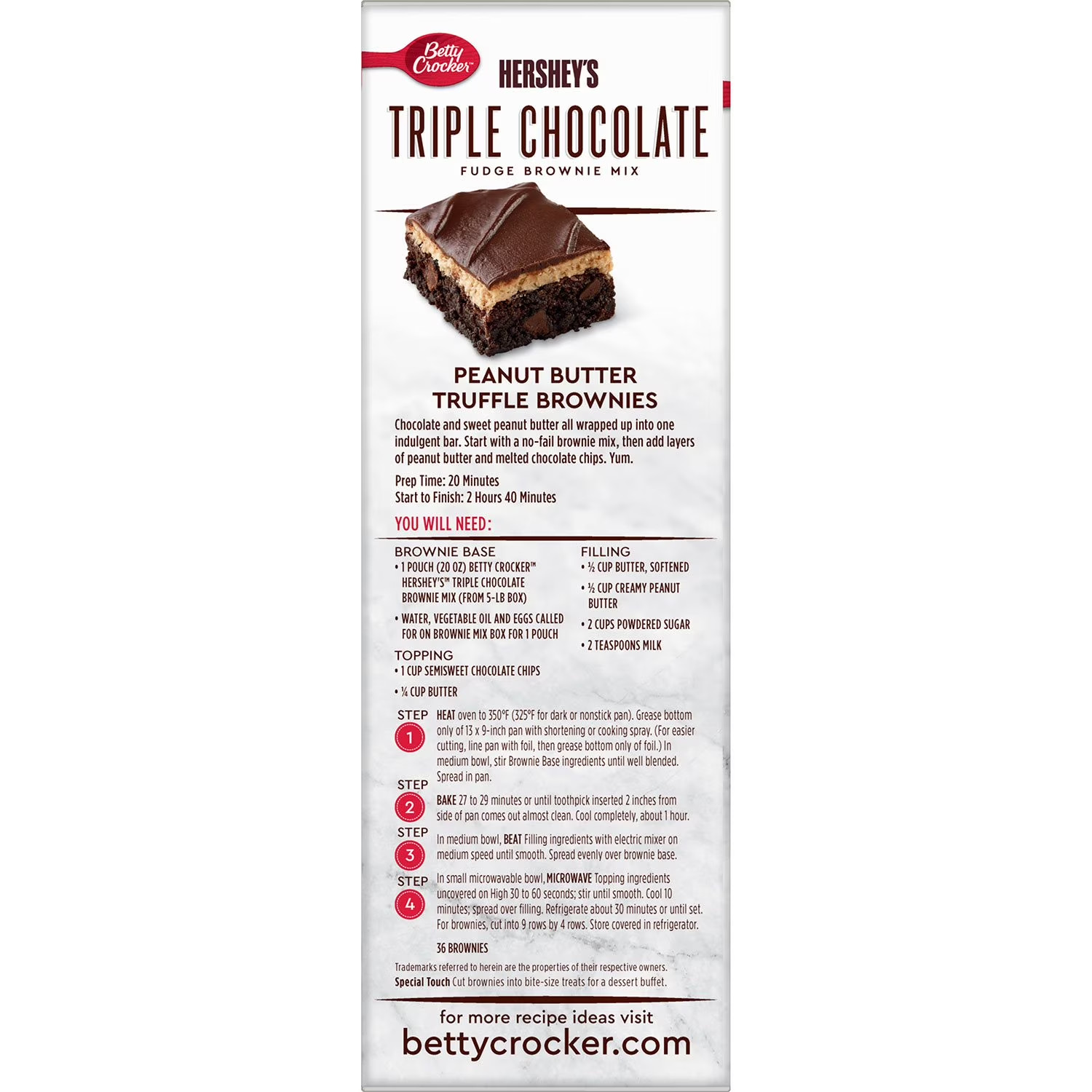 Betty Crocker Hershey’s Fudge Brownie Mix, Triple Chocolate – 20 oz. Each, 4 Pac