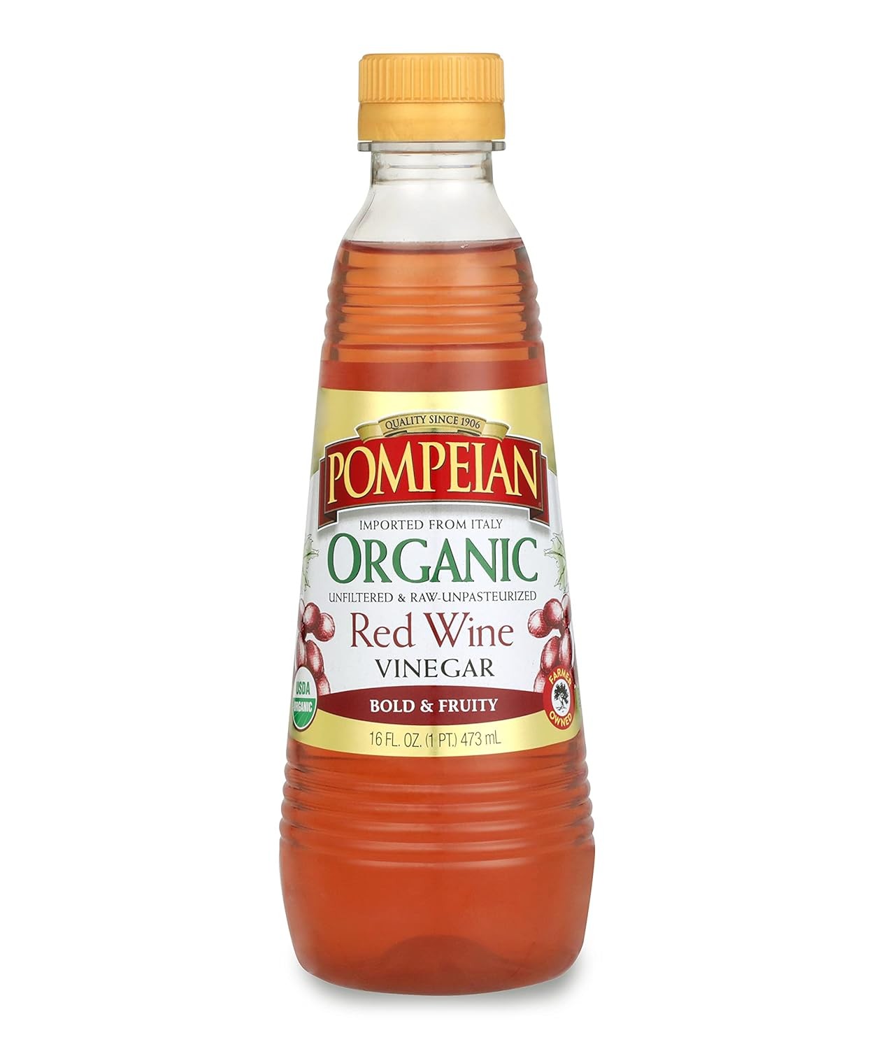 Pompeian Gourmet Organic Red Wine Vinegar, Unfiltered & Unpasteurized, 16 Fl Oz
