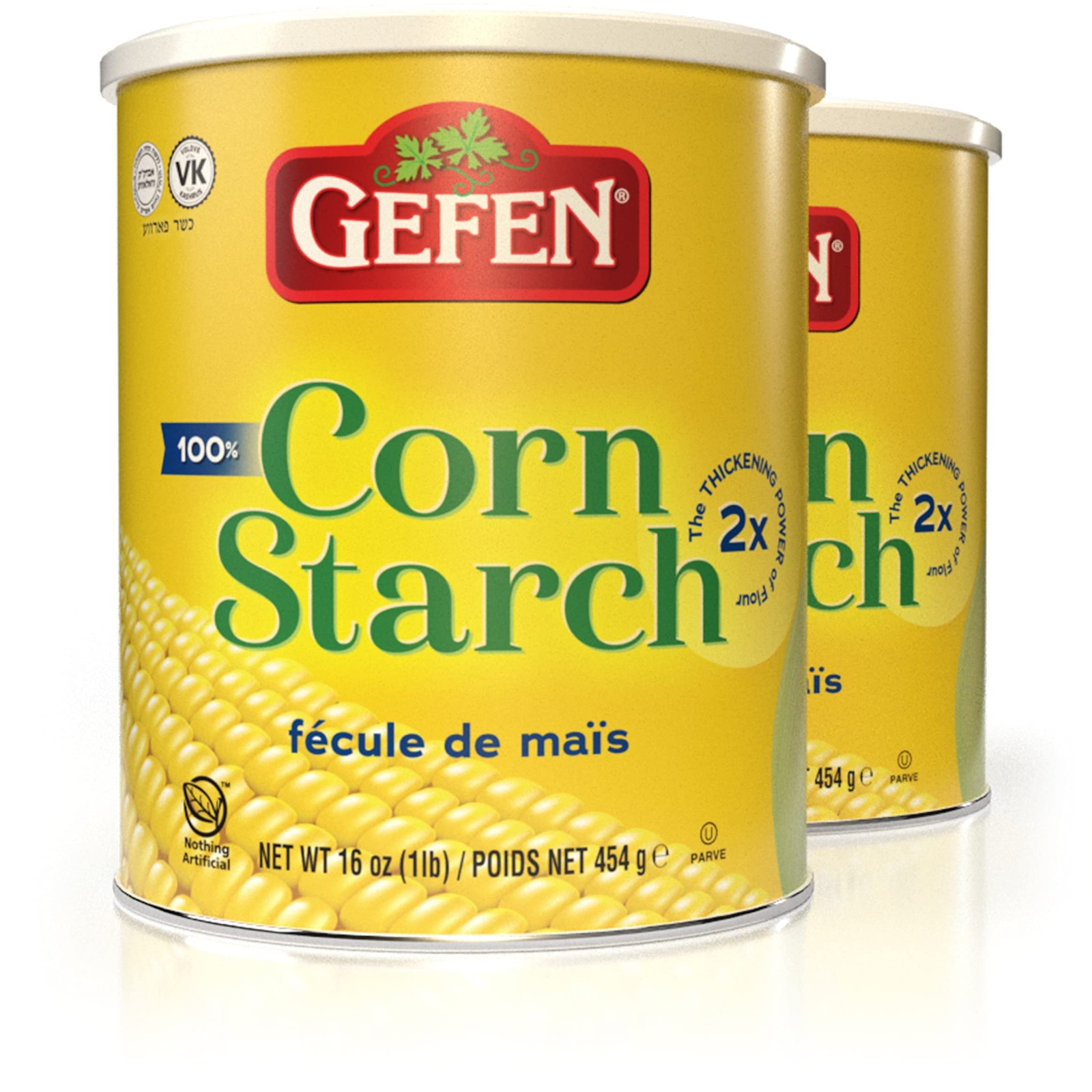 Corn Starch 100% Pure, 16oz, Resealable Lid, (2 Pack, Total 2 Lbs) Gluten Fre…