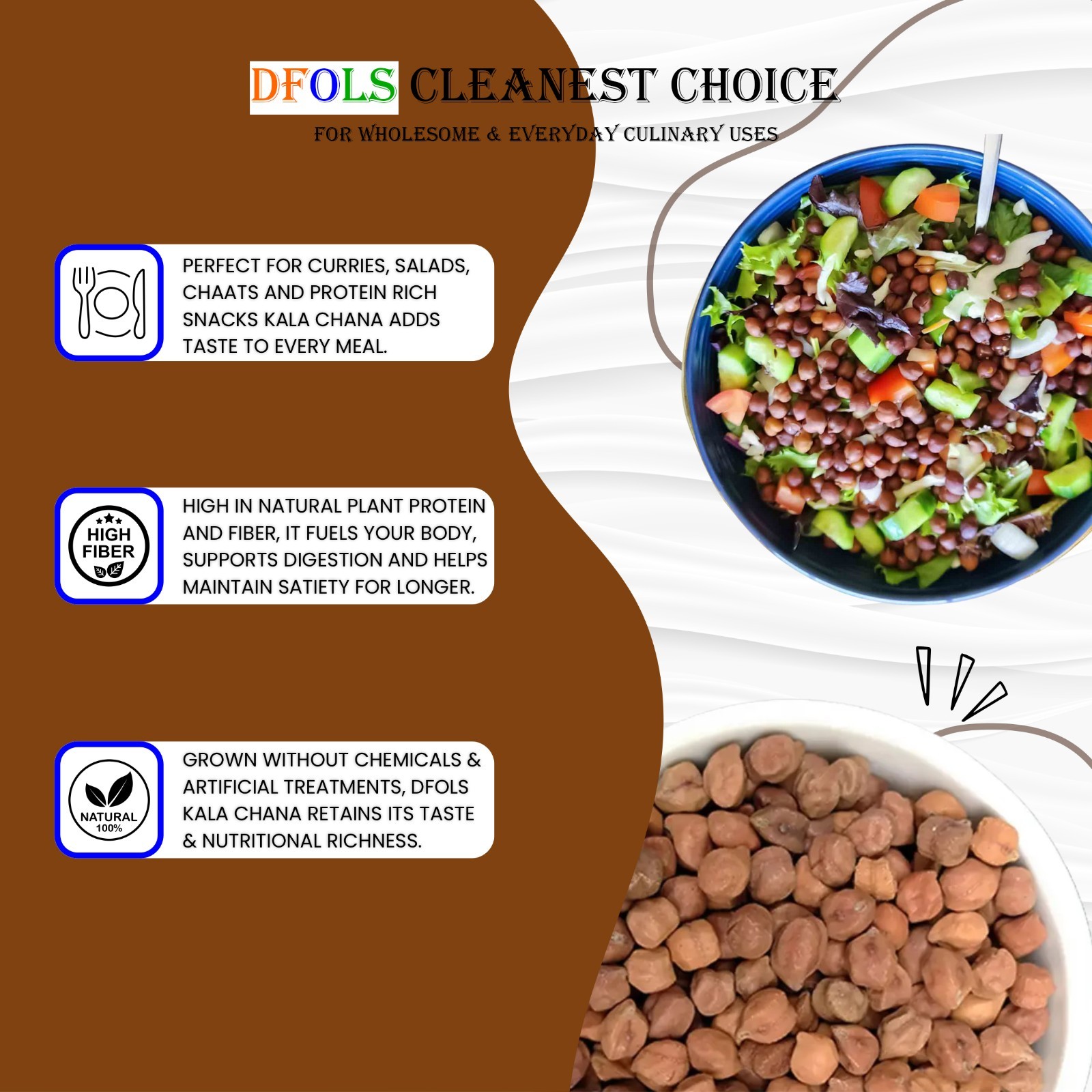 DFOLS Kala Chana Black Chickpeas Protein Rich 8.82oz/250g 黒ひよこ豆