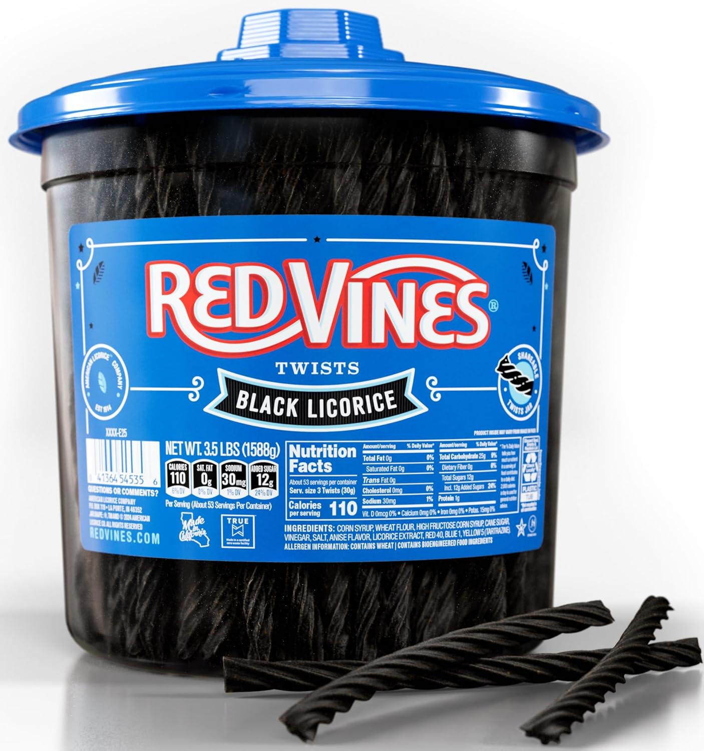 Licorice Candy Original Red Flavor Soft Chewy Candy Twists, Red Licorice 3.5 Lb