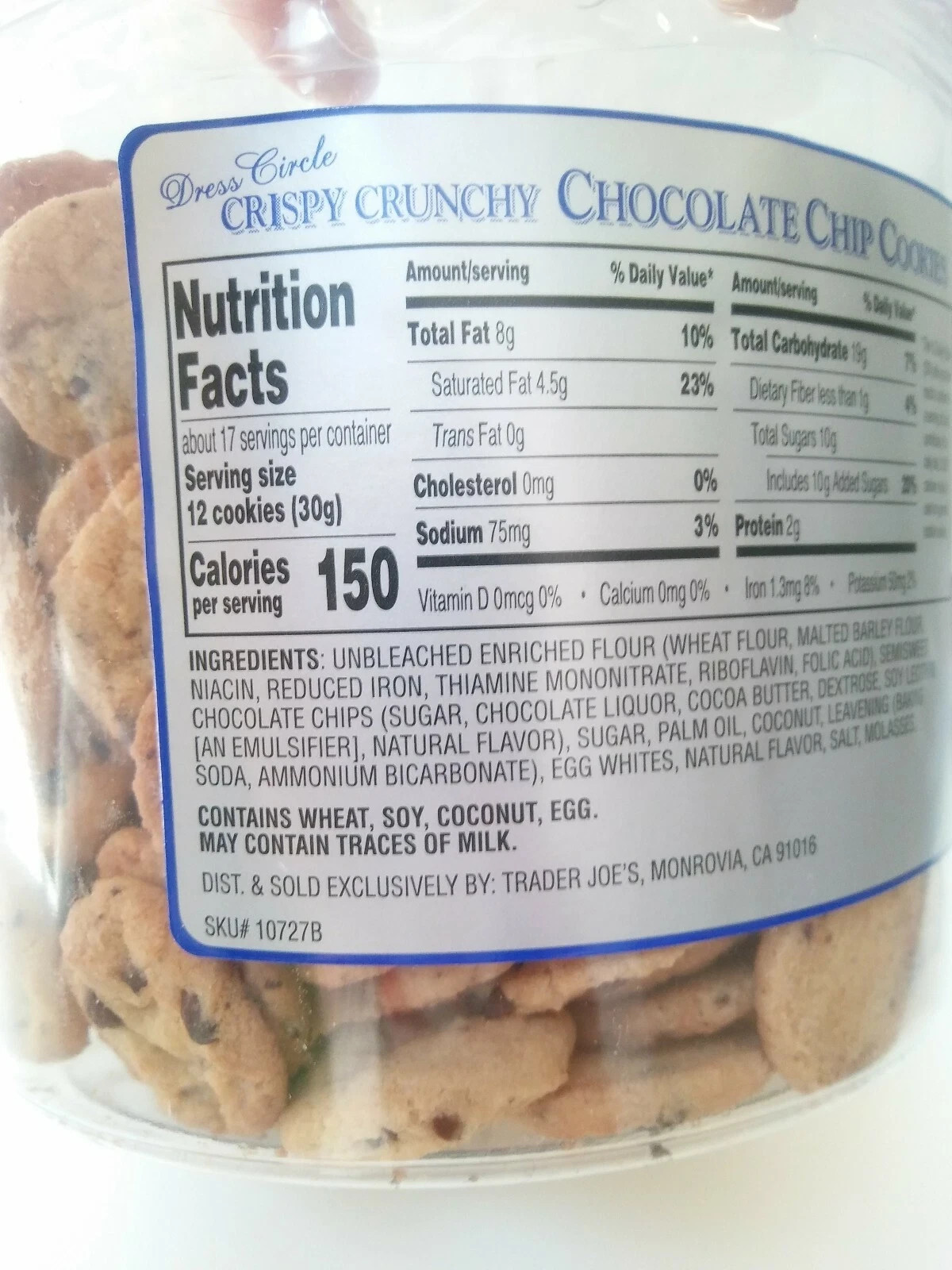 2 Pack Trader Joe’s Crispy Crunchy Chocolate Chip Cookies 18 oz Each