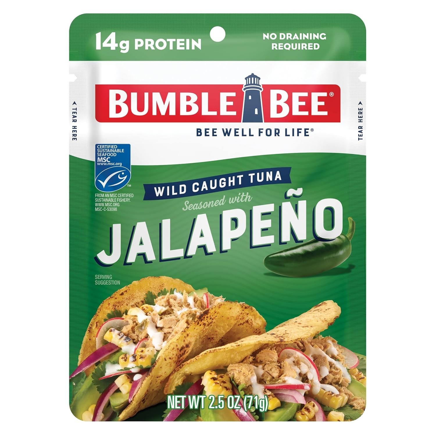 Jalapeno Seasoned Tuna Pouch – Wild Caught and Ready to Eat for Snack, Salad, Ko