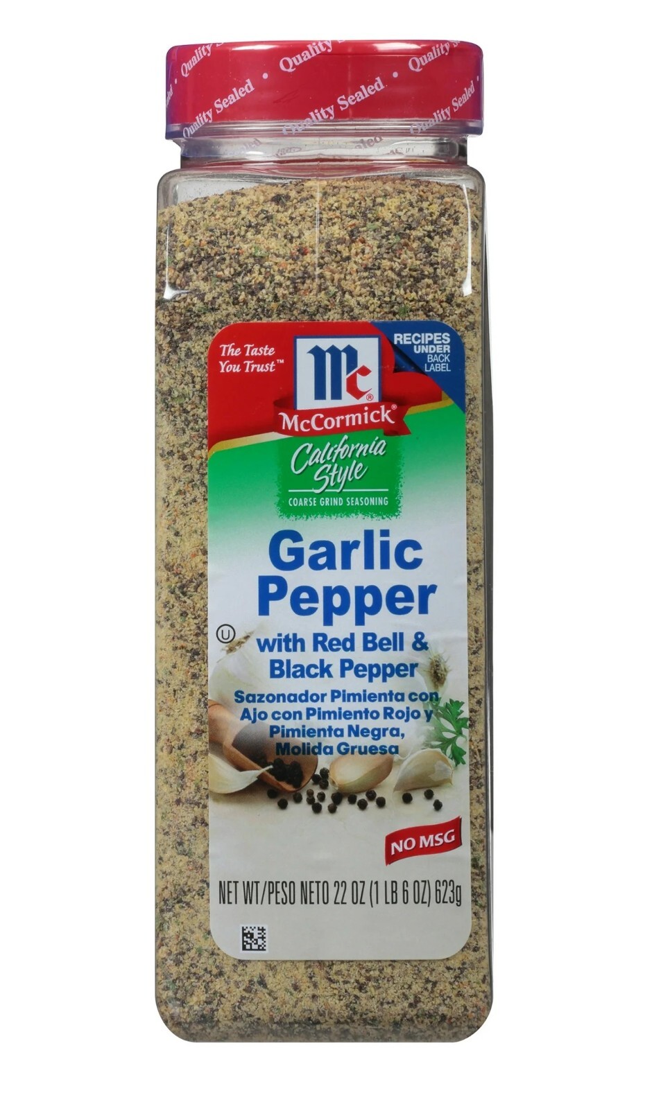Garlic Pepper with Red Bell & Black Pepper Coarse Grind Seasoning, 22 oz Bottle