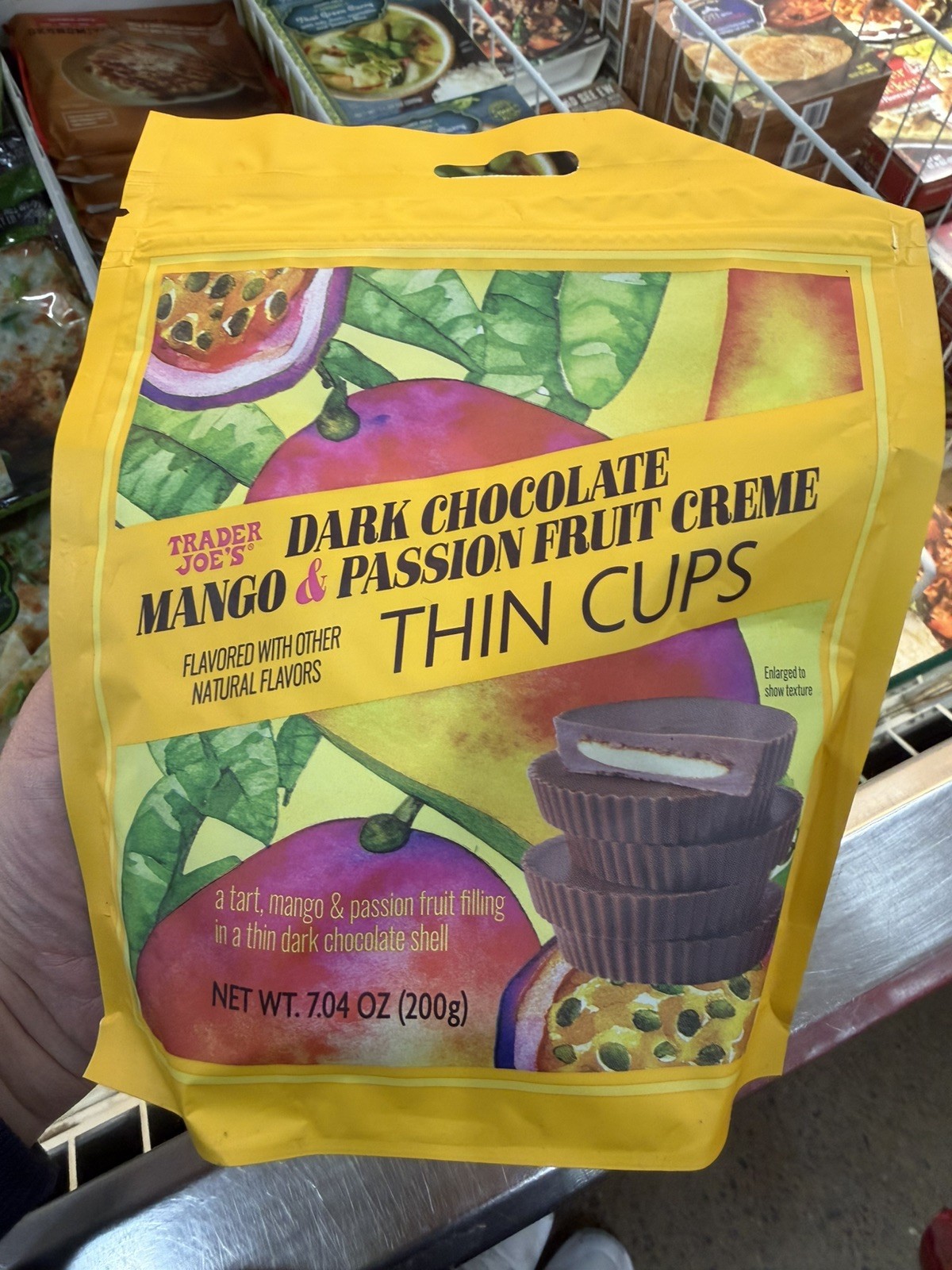 2 Pack Trader Joe’s Dark Chocolate Mango & Passion Fruit Creme Thin Cups 7.04 Oz