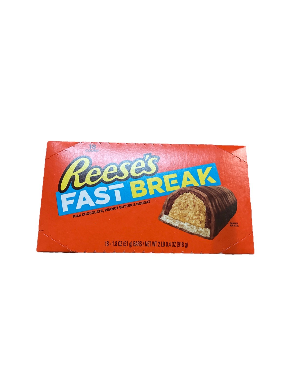 (18 Pk) REESE’S FAST BREAK Peanut Butter Nougat Candy Bars, 1.8 oz, BB 04/26