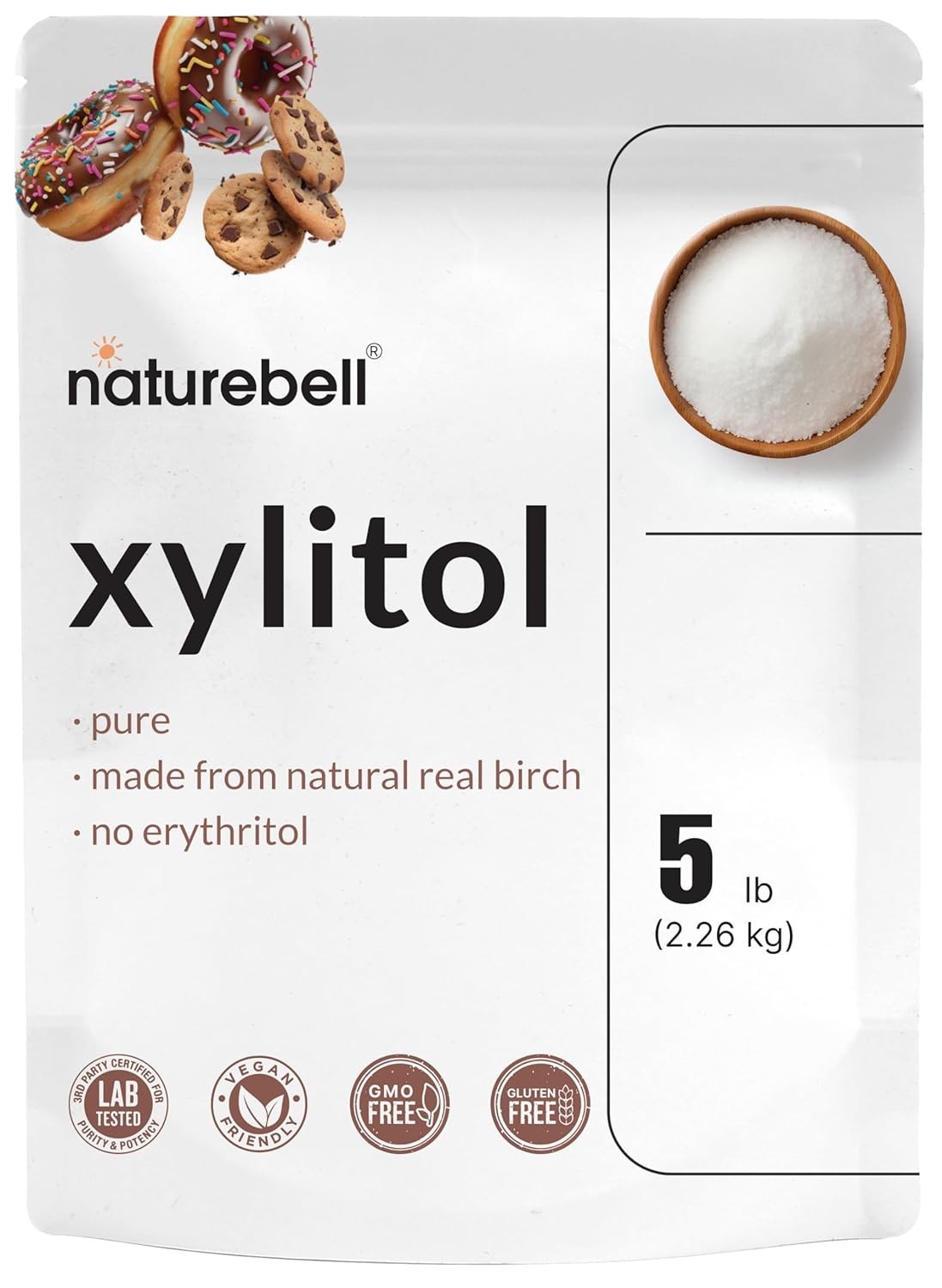 Xylitol Sweetener, 5Lbs | Natural Birch Crystal Source – 1:1 Sugar Substitute –