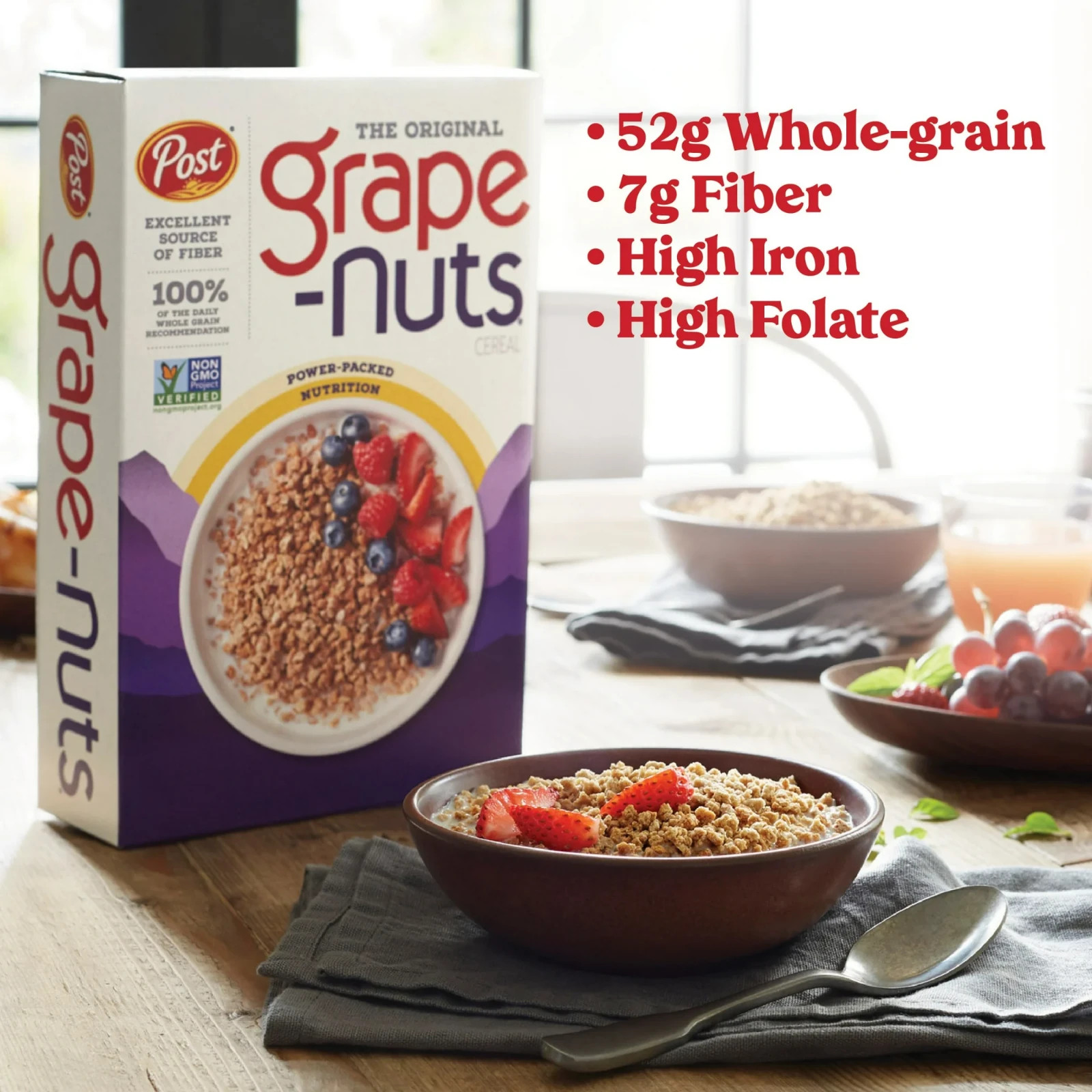 Post Grape Nuts Original Breakfast Cereal Crunchy Whole Grain 29 oz Box