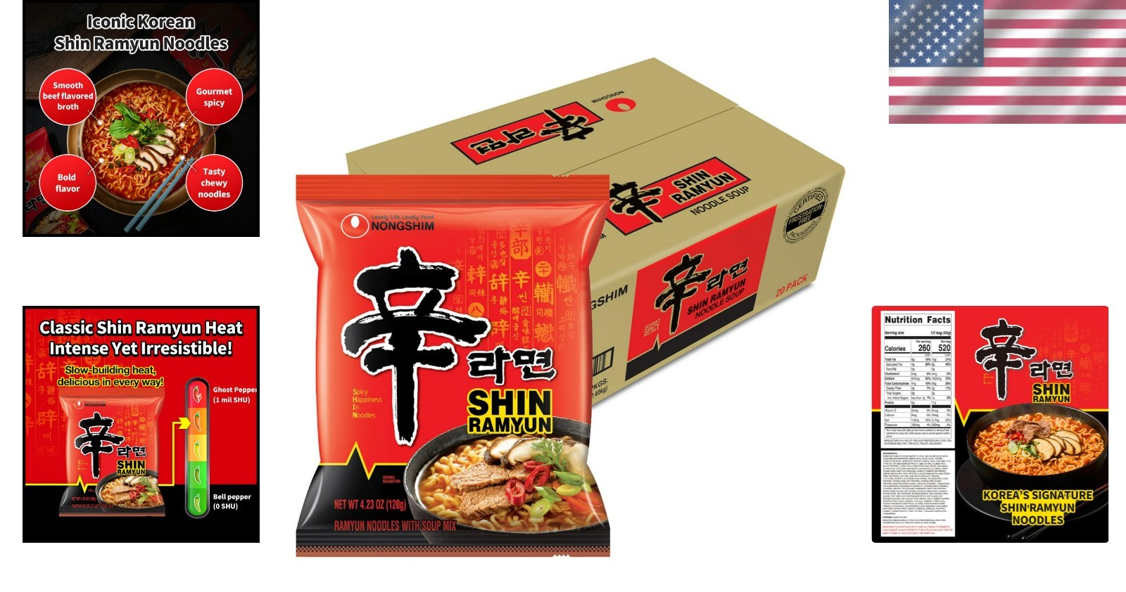 Quick & Spicy Shin Ramyun Noodles – 20 Pack, Rich Beef Flavored Instant Soup