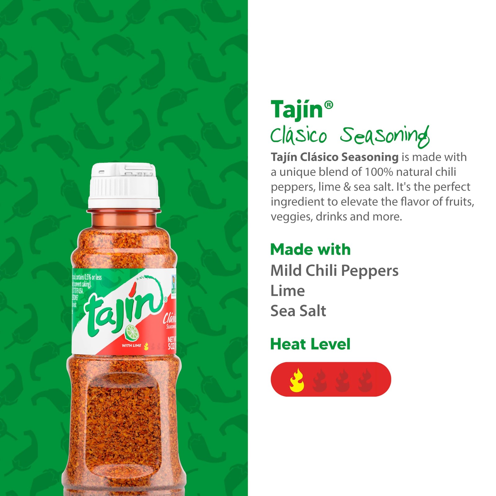 Tajin Clásico Seasoning, Authentic Mexican Chili 5 Ounce (Pack of 1), red