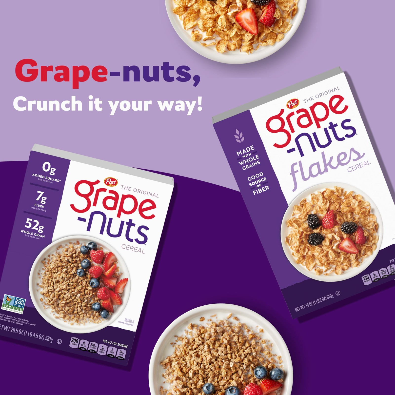 Grape Nuts Flakes Breakfast Cereal, Crispy Whole Wheat 18 Ounce (Pack of 1)