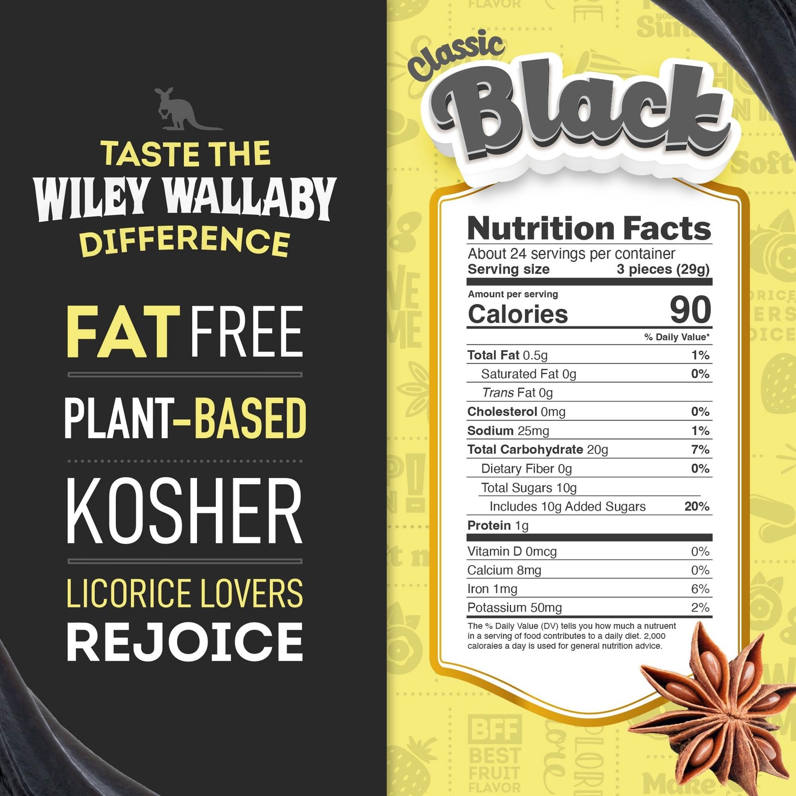 Wiley Wallaby Licorice 24 Ounce Classic Gourmet 24 (Pack of 3), Black