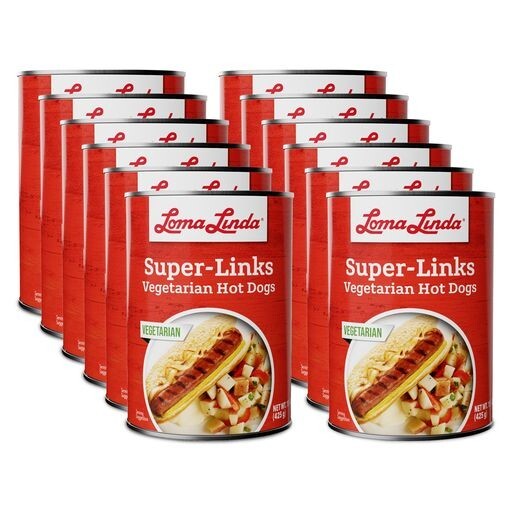 Loma Linda Super-Links (15 oz) (12 Pack) – Plant Based – Vegetarian Hot Dogs
