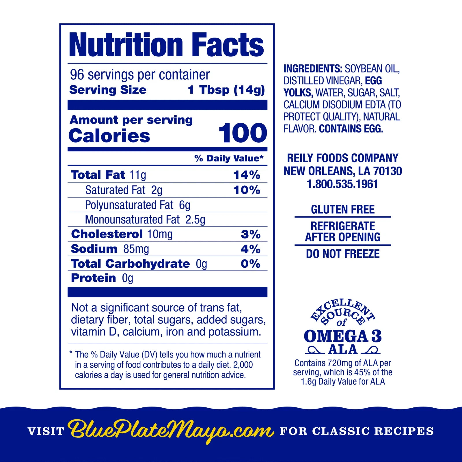 Blue Plate Real Mayonnaise, 48 fl oz Plastic Jar
