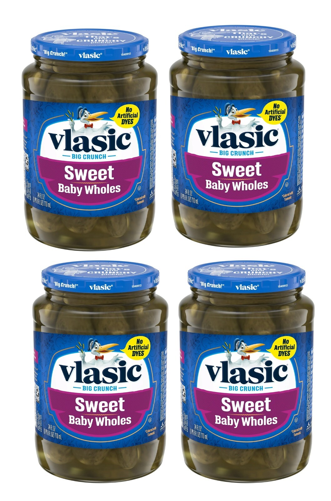 Vlasic Sweet Baby Whole Pickles – 4 Pack, Size 24 fl oz Glass Jars