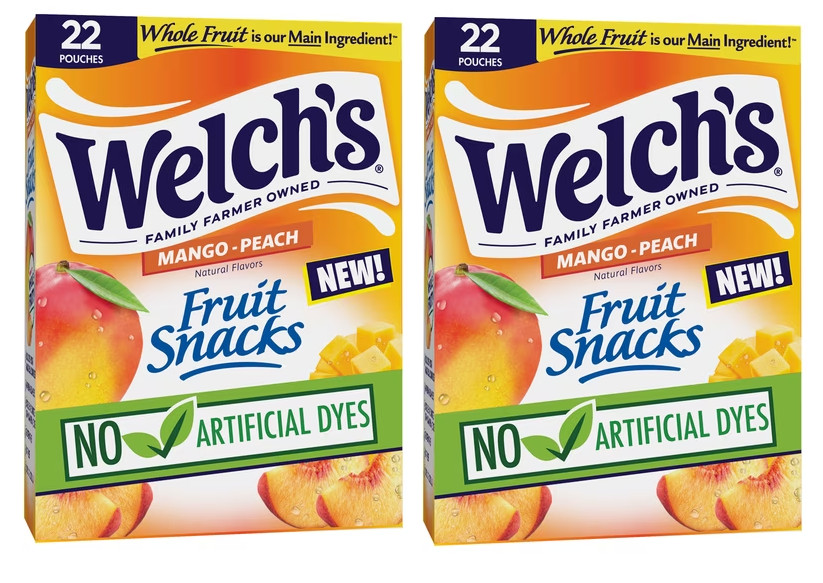Welch’s Fruit Snacks Mango-Peach Fruit Snacks for Stocking Stuffer 8 oz (2-Pack)